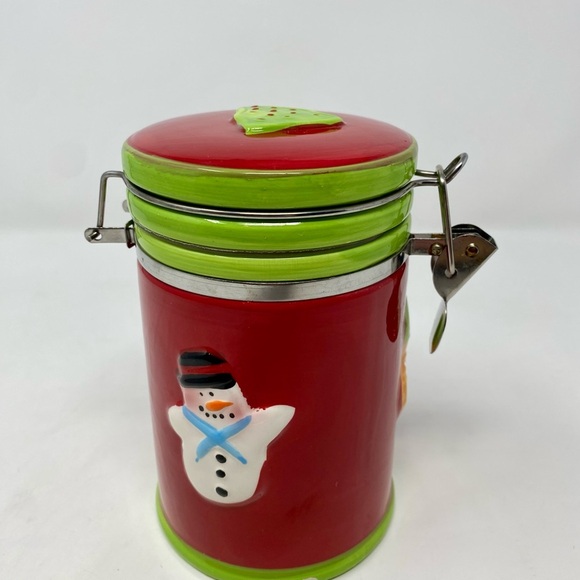 Red and Green Canister with Holiday Design - Picture 5 of 12
